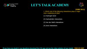 CSIR NET Previous Year Questions on Biochemistry Stabilizing Interactions