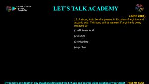 CSIR NET Previous Year Questions on Biochemistry Stabilizing Interactions