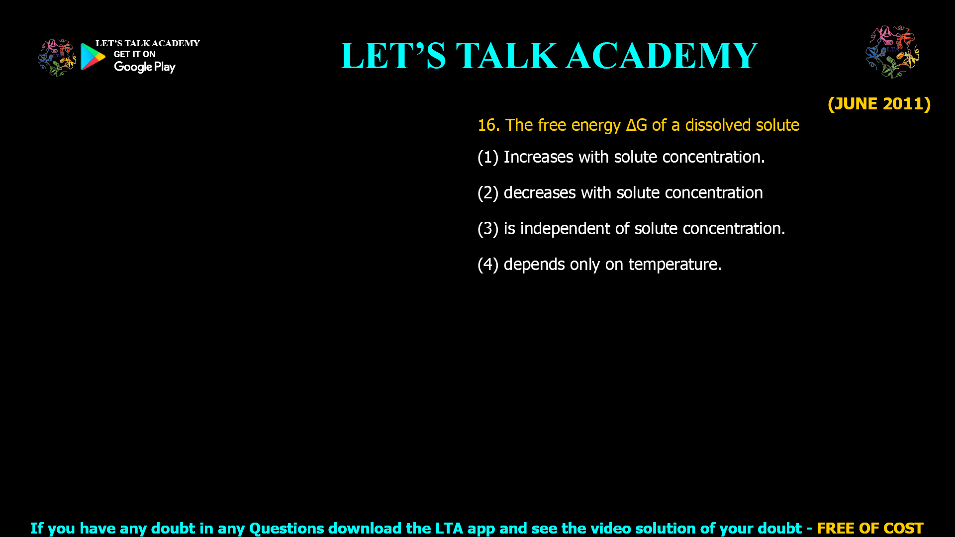 Free Energy (ΔG) and Solute Concentration