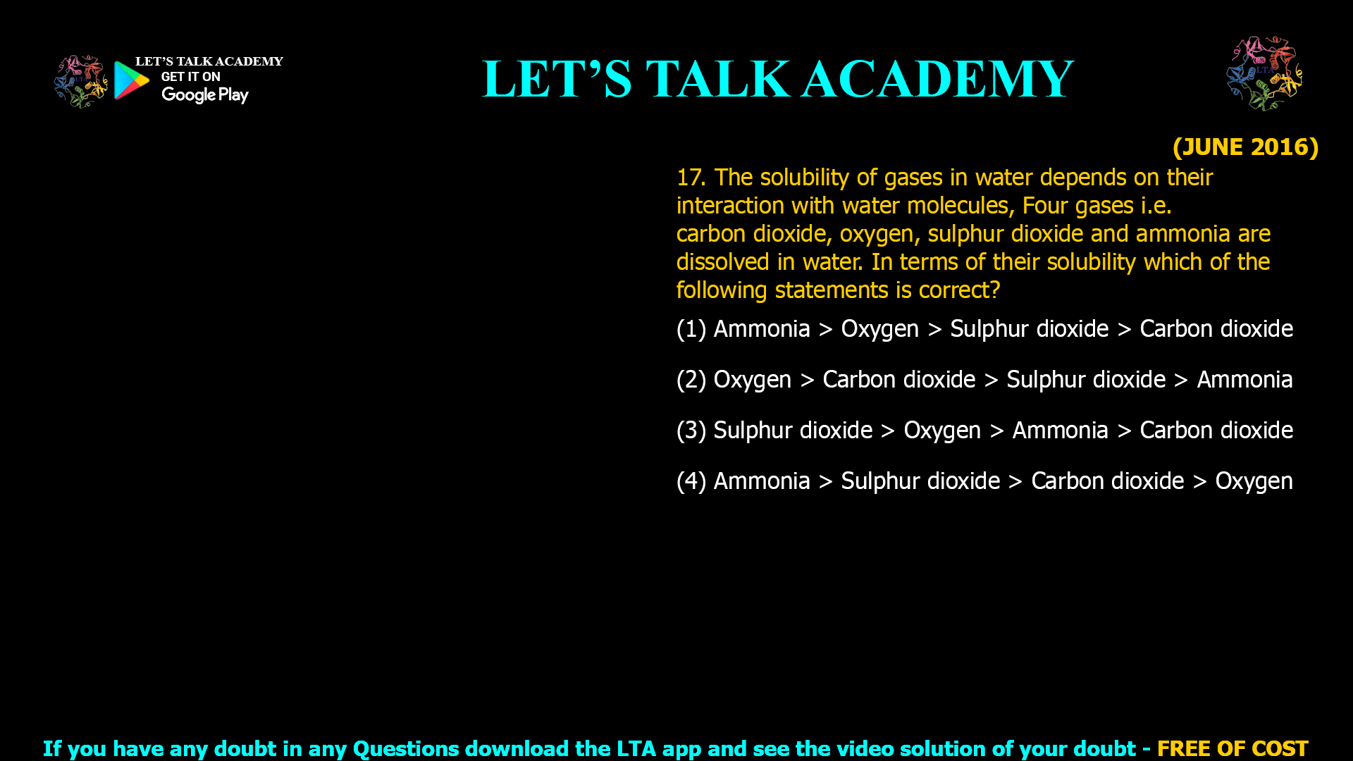 Solubility of gases in water