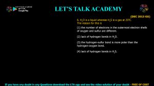 CSIR NET Previous Year Questions on Biochemistry Stabilizing Interactions
