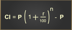 The formula for Compound Interest is: