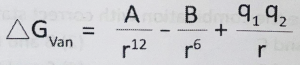 the free energy of the van der Waals interaction