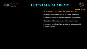 CSIR NET Life Science Previous Year Questions and Solution on Prokaryotic Transcription