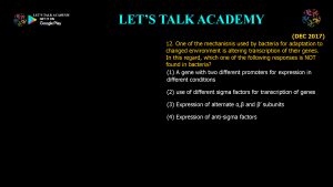 CSIR NET Life Science Previous Year Questions and Solution on Prokaryotic Transcription
