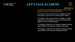 CSIR NET Life Science Previous Year Questions and Solution on Prokaryotic Transcription