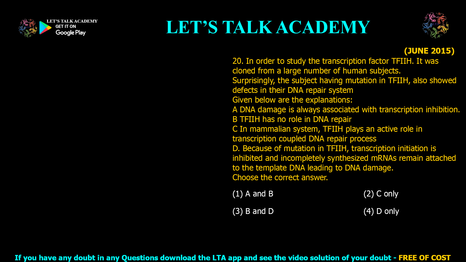 TFIIH Mutation Impact on Transcription and DNA Repair