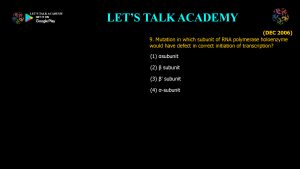 CSIR NET Life Science Previous Year Questions and Solution on Prokaryotic Transcription