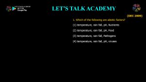 CSIR NET Life Science Previous Year Questions and Solution on Environment and Niche Concept