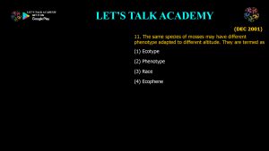 CSIR NET Life Science Previous Year Questions and Solution on Environment and Niche Concept