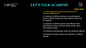 CSIR NET Life Science Previous Year Questions and Solution on Environment and Niche Concept
