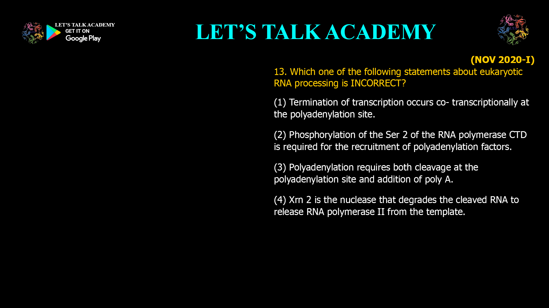 Eukaryotic RNA Processing | Phosphorylation of the Ser 2 | Polyadenylation | Xrn 2 degrades RNA