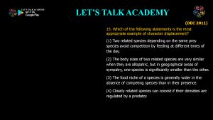 CSIR NET Life Science Previous Year Questions and Solution on Environment and Niche Concept