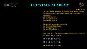 CSIR NET Life Science Previous Year Questions and Solution on DNA REPAIR AND RECOMBINATION