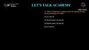 CSIR NET Life Science Previous Year Questions and Solution on Post Transcriptional Processing