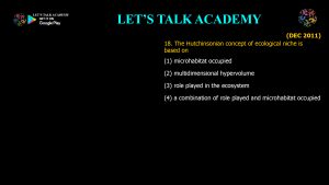 CSIR NET Life Science Previous Year Questions and Solution on Environment and Niche Concept