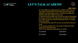 CSIR NET Life Science Previous Year Questions and Solution on Post Transcriptional Processing
