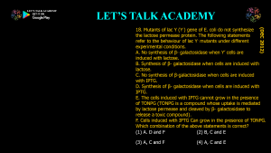 CSIR NET Life Science Previous Year Questions and Solution on Operon