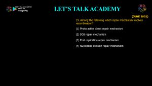 CSIR NET Life Science Previous Year Questions and Solution on DNA REPAIR AND RECOMBINATION