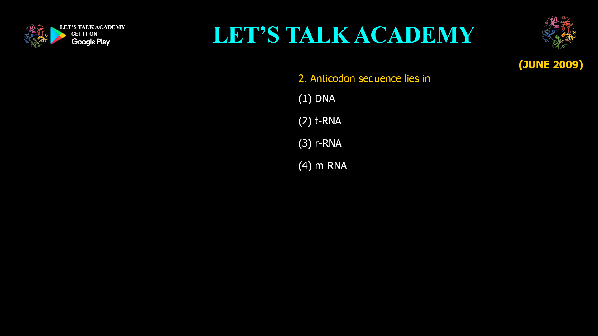 Anticodon Sequence Role in Protein Synthesis