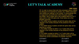 CSIR NET Life Science Previous Year Questions and Solution on Post Transcriptional Processing