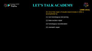 CSIR NET Life Science Previous Year Questions and Solution on DNA REPAIR AND RECOMBINATION