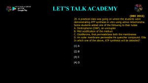 CSIR NET Life Science Previous Year Questions and Solution on OXIDATIVE PHOSPHORYLATION