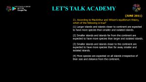 CSIR NET Life Science Previous Year Questions and Solution on Biogeography