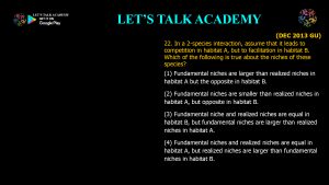 CSIR NET Life Science Previous Year Questions and Solution on Environment and Niche Concept