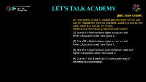 CSIR NET Life Science Previous Year Questions and Solution on Biogeography