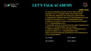 CSIR NET Life Science Previous Year Questions and Solution on Post Transcriptional Processing