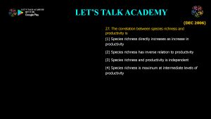 CSIR NET Life Science Previous Year Questions and Solution on Community Ecology