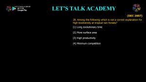 CSIR NET Life Science Previous Year Questions and Solution on Community Ecology