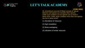 CSIR NET Life Science Previous Year Questions and Solution on Environment and Niche Concept
