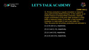 CSIR NET Life Science Previous Year Questions and Solution on Ecosystem Ecology