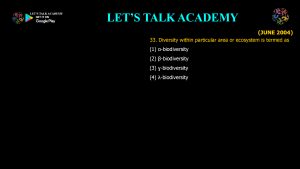 CSIR NET Life Science Previous Year Questions and Solution on Community Ecology
