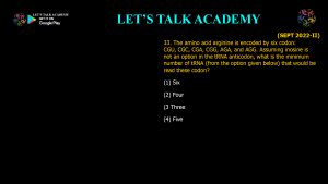 CSIR NET Life Science Previous Year Questions and Solution on Translation