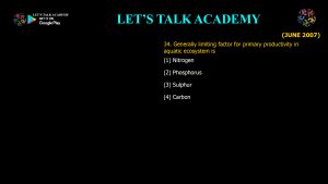CSIR NET Life Science Previous Year Questions and Solution on applied ecology