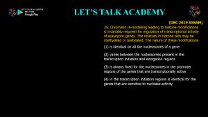 CSIR NET Life Science Previous Year Questions and Solution on EUKARYOTIC GENE REGULATION