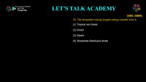CSIR NET Life Science Previous Year Questions and Solution on Ecosystem Ecology