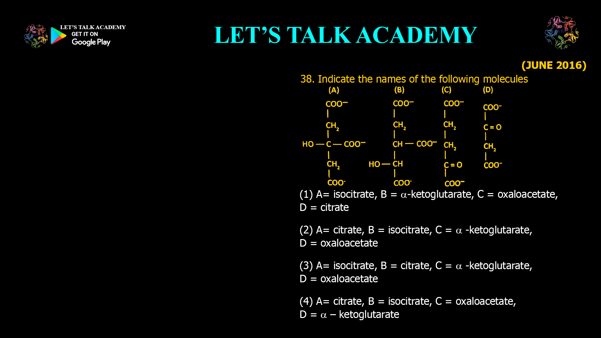 Learn the correct identification of key TCA cycle intermediates—citrate, isocitrate, α-ketoglutarate, and oxaloacetate—and understand their sequential roles in the citric acid cycle.