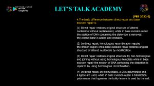 CSIR NET Life Science Previous Year Questions and Solution on DNA REPAIR AND RECOMBINATION