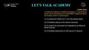 CSIR NET Life Science Previous Year Questions and Solution on Post Transcriptional Processing