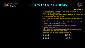 CSIR NET Life Science Previous Year Questions and Solution on EUKARYOTIC GENE REGULATION