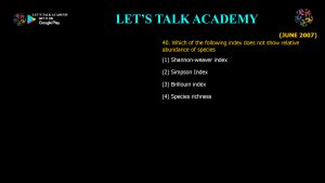 CSIR NET Life Science Previous Year Questions and Solution on Community Ecology