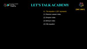 CSIR NET Life Science Previous Year Questions and Solution on Community Ecology