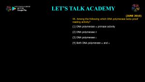 CSIR NET Life Science Previous Year Questions and Solution on DNA REPLICATION