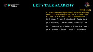 CSIR NET Life Science Previous Year Questions and Solution on Ecosystem Ecology