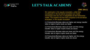 CSIR NET Life Science Previous Year Questions and Solution on Ecosystem Ecology