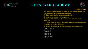 CSIR NET Life Science Previous Year Questions and Solution on Community Ecology